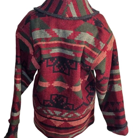 Vintage 80s Eddie Bauer Jacket Coat Womens Size XS Red Wool Aztec Southwestern - Picture 5 of 6